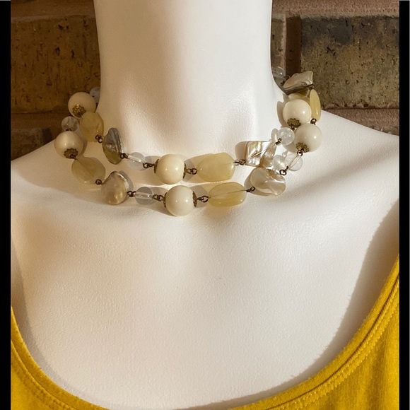 Cream Beads & MOP Pieces 30.5” Necklace - Picture 5 of 9